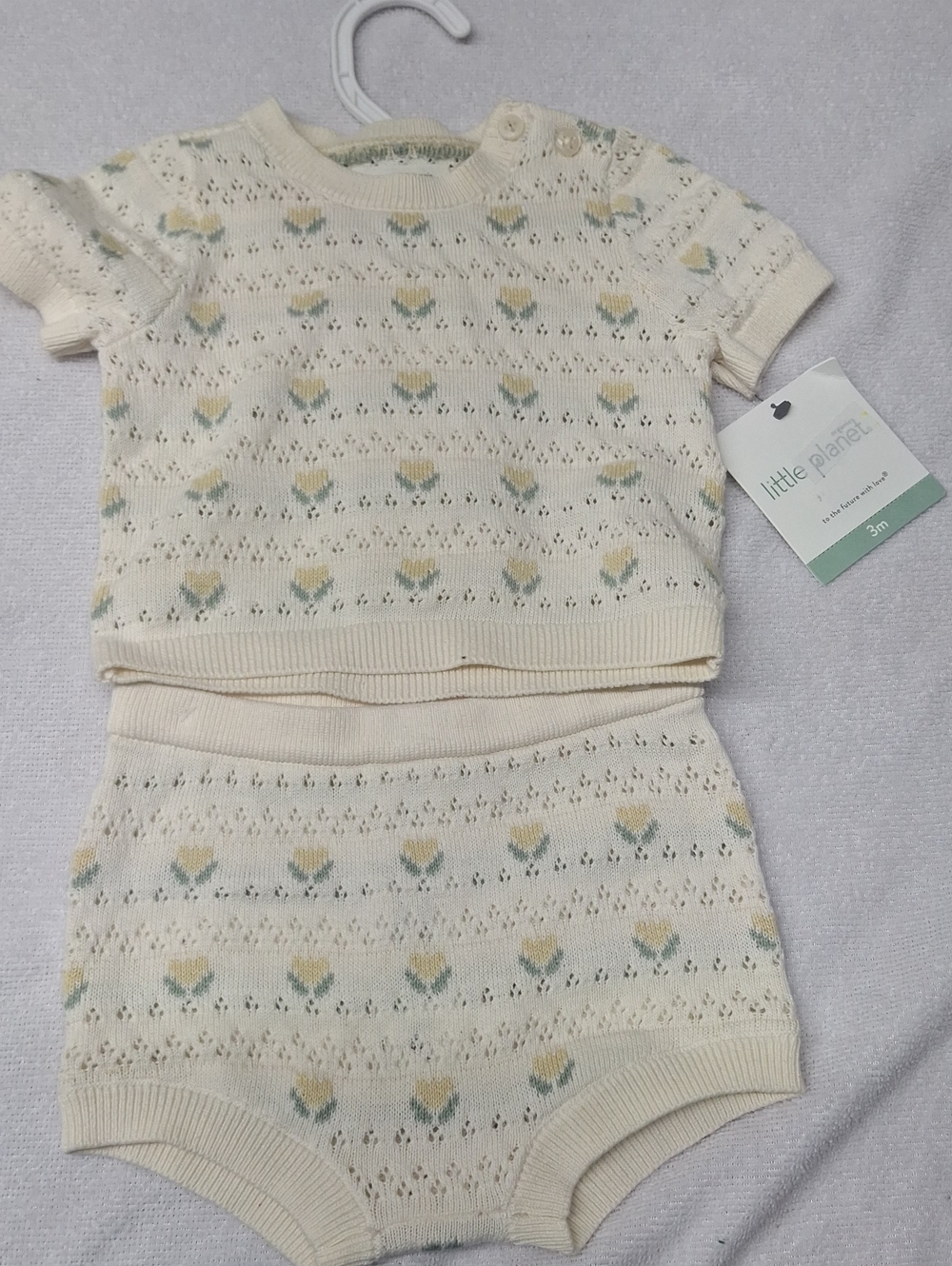 NWT Little Planet by Carter's Baby Girl Organic Cotton Floral Sweater Knit Set 3
